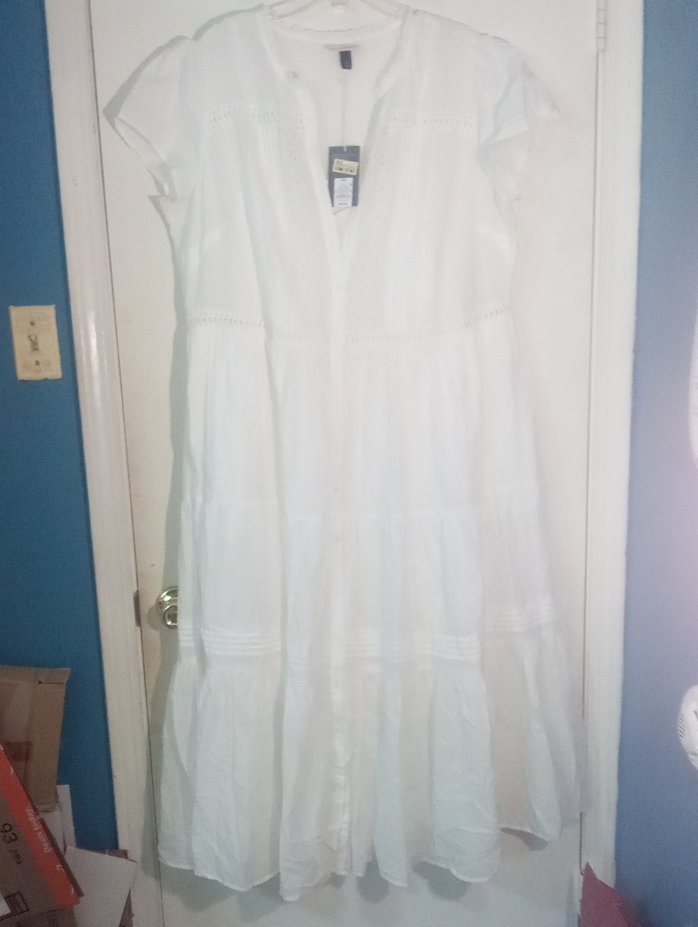 * Universal Thread White Tiered Cotton Dress XXL Plus Size NWT $46 100% Cotton